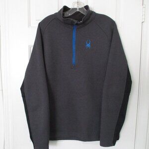 Spyder Mens L/S Gray 1/4 Zip Fleece-lined Apres Ski Sweater NWOT - Size Large